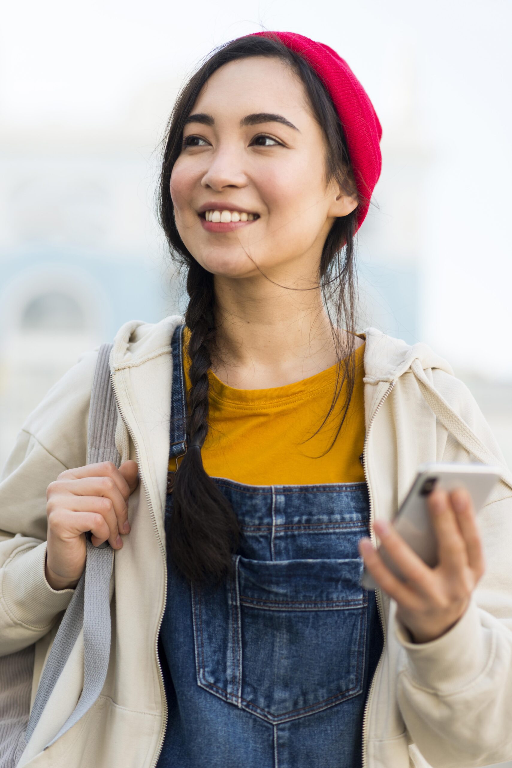 portrait woman with phone